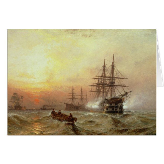 Man-o'-War firing a salute at sunset (Front Horizontal)