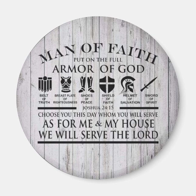 Man Of Faith Armour of god Magnet (Front)