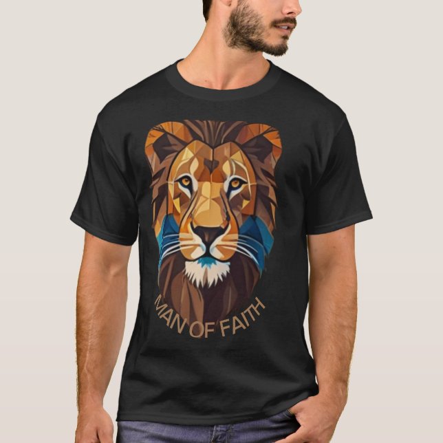 "Man of Faith Lion T-Shirt – Bold Christian Graphi (Devant)