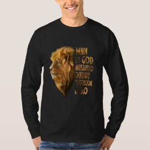 Man Of God Husband Dad Protector Hero Lion T-Shirt