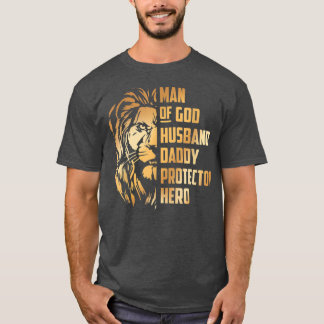 Man Of God Husband Father Protector Hero Husband, T-Shirt