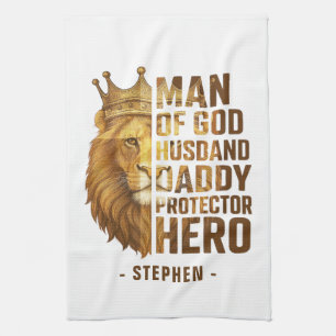 Man of God Lion Crown Design – Husband, Daddy Kitchen Towel