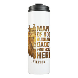 Man of God Lion Crown Design – Husband, Daddy Thermal Tumbler