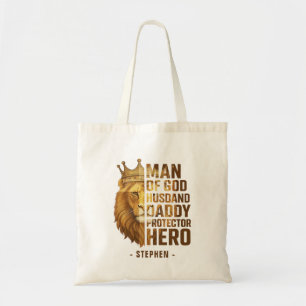 Man of God Lion Crown Design – Husband, Daddy Tote Bag