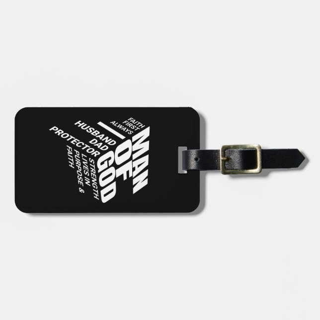 "Man of God" Luggage Tag – Faith, Strength & Purpo (Front Horizontal)
