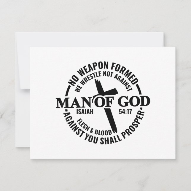 Man of God, No Weapon Formed Against Me Shall Pros Holiday Card (Front)