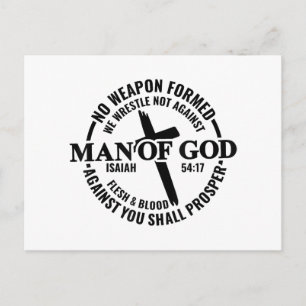 Man of God, No Weapon Formed Against Me Shall Pros Holiday Postcard