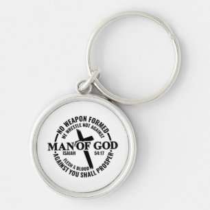 Man of God, No Weapon Formed Against Me Shall Pros Keychain