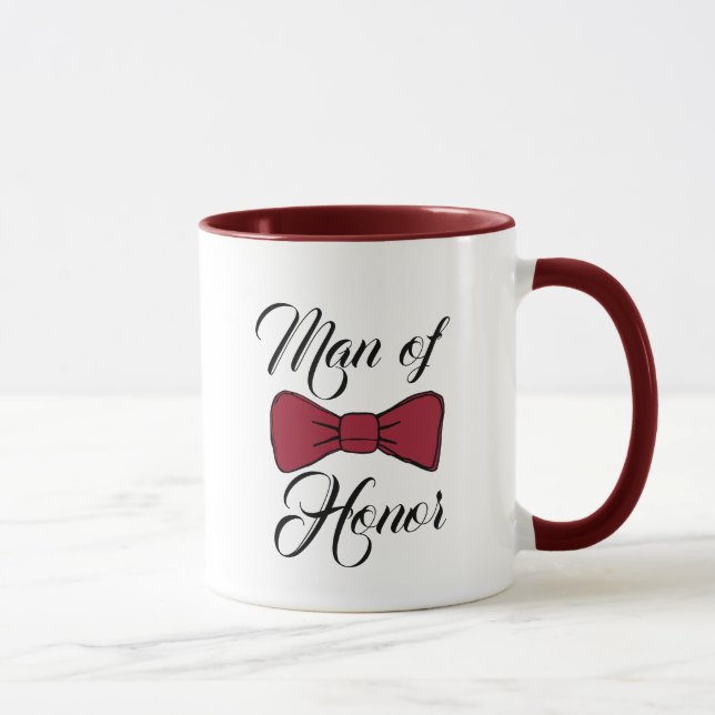 Man of Honour Burgundy  Bow Tie Coffee Mug (Right)