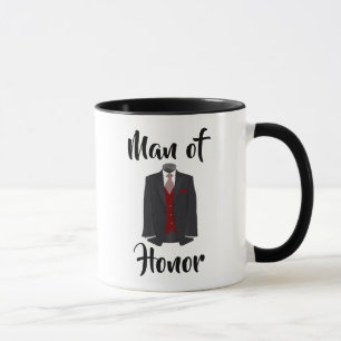 Man of Honour Burgundy Tuxedo Wedding Coffee Mug
