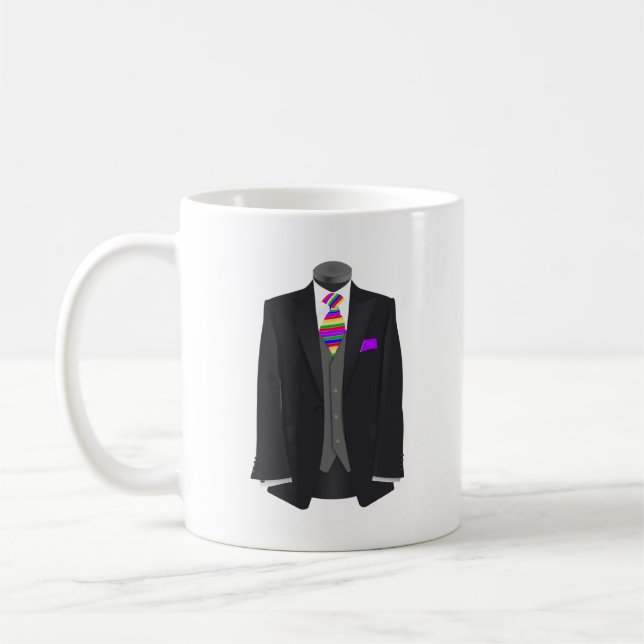 Man of Honour Rainbow Tie  Tuxedo Wedding Coffee Mug (Left)