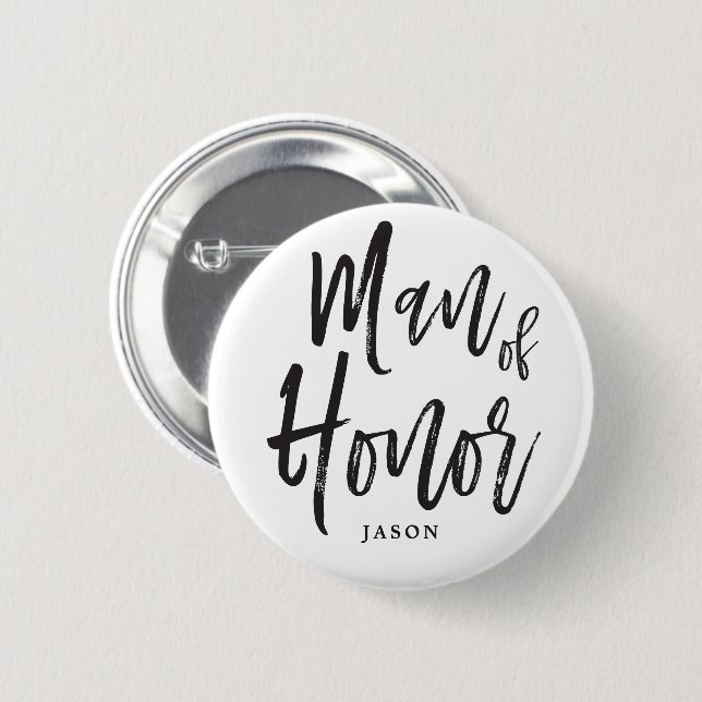 Man of Honour | Script Style Custom Wedding 2 Inch Round Button (Front & Back)
