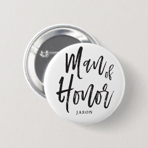 Man of Honour   Script Style Custom Wedding 2 Inch Round Button