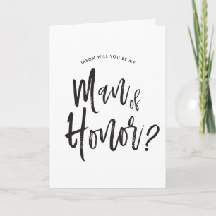 Man of Honour Script Style Custom Wedding Card