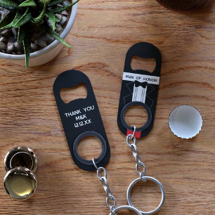 Man of Honour Tuxedo Wedding Keychain Bottle Opene Opener
