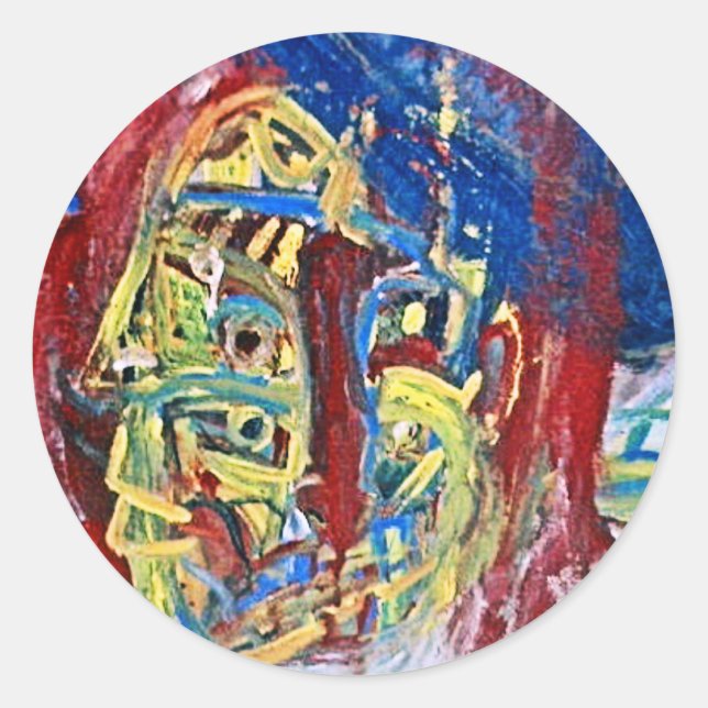 MAN OF MANY FACES CLASSIC ROUND STICKER (Front)