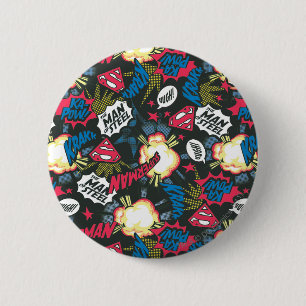 Man of Steel Logo Pattern 2 Inch Round Button