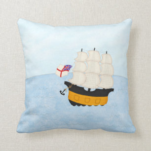 Man of War At Sea Nautical Sailing Adventure Throw Pillow