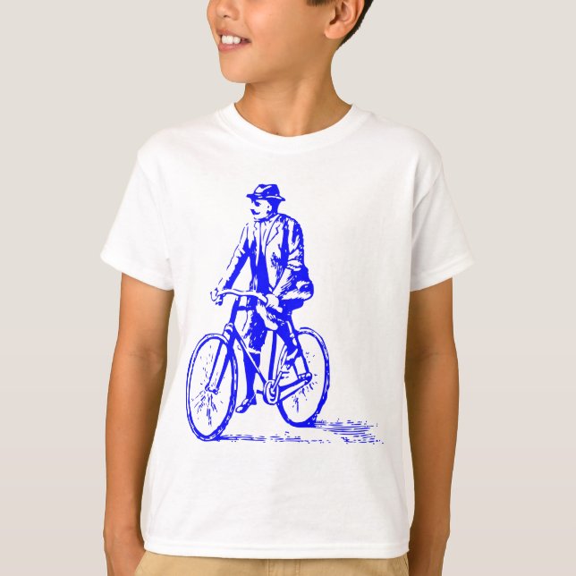Man on a Bike - Blue T-Shirt (Front)