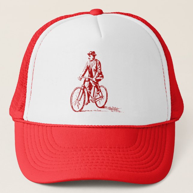 Man on a Bike - Ruby Red Trucker Hat (Front)