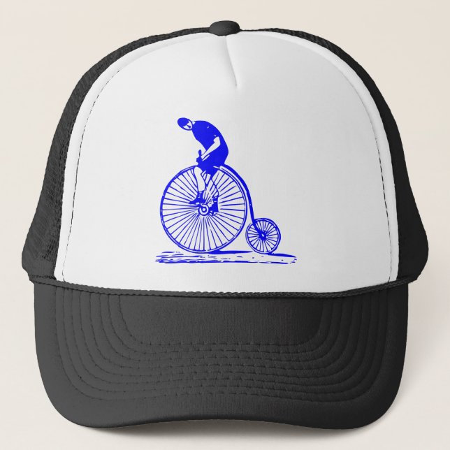Man on a Penny Farthing - Blue Trucker Hat (Front)
