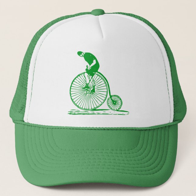 Man on a Penny Farthing - Grass Green Trucker Hat (Front)