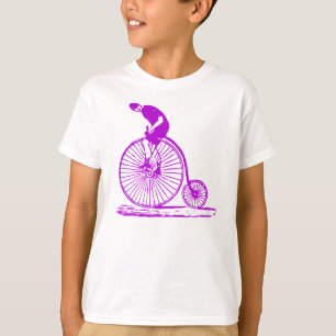 Man on a Penny Farthing - Purple T-Shirt