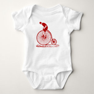Man on a Penny Farthing - Ruby Red Baby Bodysuit
