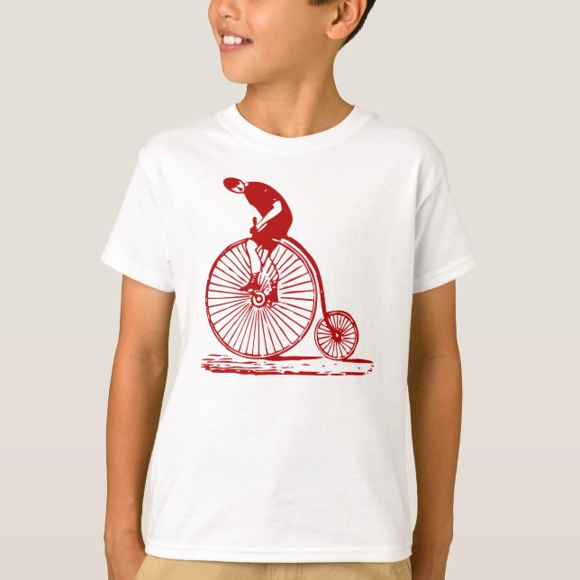 Man on a Penny Farthing - Ruby Red T-Shirt (Front)