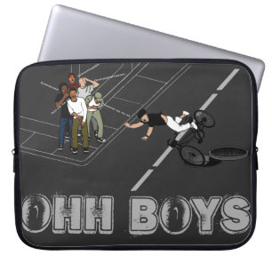 Man on Bike Hits Manhole OHH BOYS Crack Up Laptop Sleeve