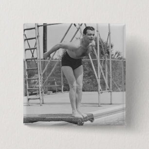 Man on Diving Board 2 Inch Square Button