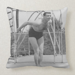 Man on Diving Board Throw Pillow