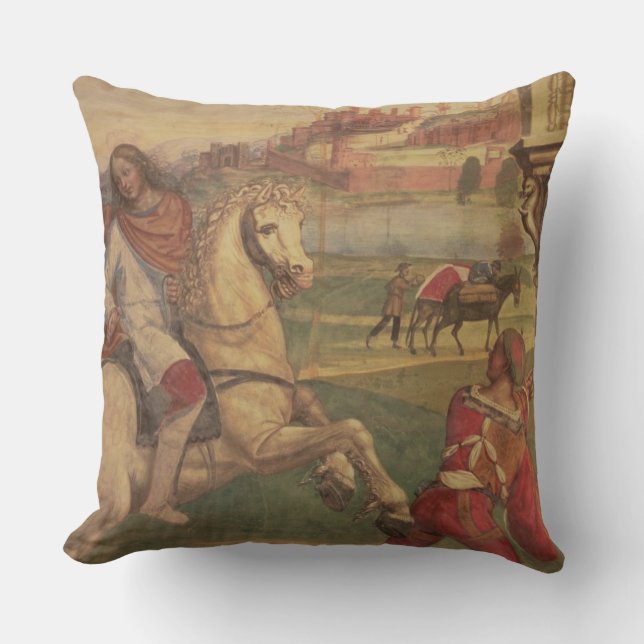 Man on Horseback, from the Life of St. Benedict (f Throw Pillow (Front)