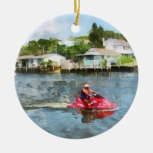 Man on Jet Ski Ceramic Ornament