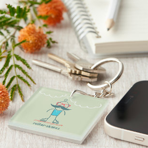 Man On Rollerskates Keychain