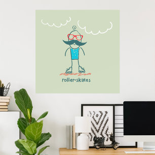 Man On Rollerskates Poster