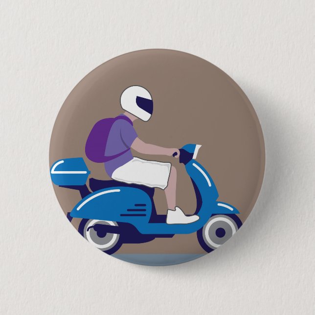 Man on Scooter 2 Inch Round Button (Front)