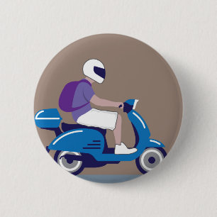 Man on Scooter 2 Inch Round Button