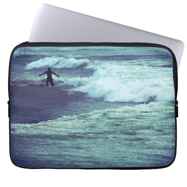 Man on Sea Waves Laptop Sleeve (Front)