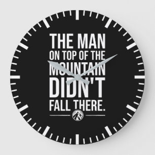 Man On Top Of Mountain - Gym, Hustle, Success Large Clock