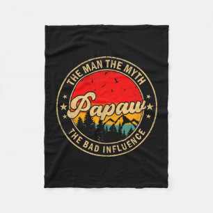 Man Papaw Myth Bad Influence Vintage Fleece Blanket