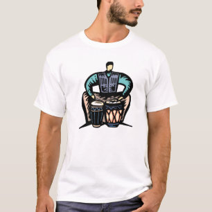Man Playing Bongos Stylized Graphic T-Shirt