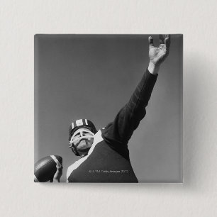 Man Playing Football 2 Inch Square Button