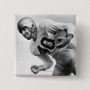 Man Playing Football 3 2 Inch Square Button