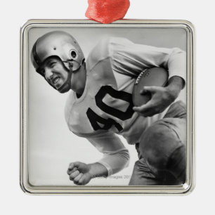 Man Playing Football 3 Metal Ornament