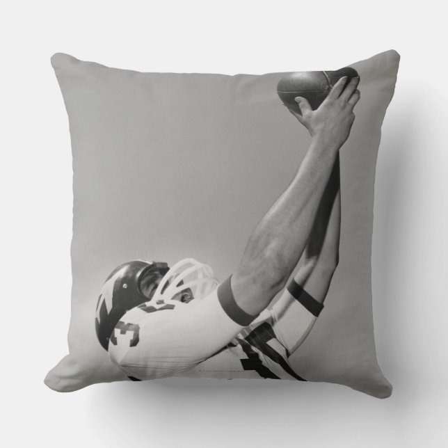 Man Playing Football Throw Pillow (Front)