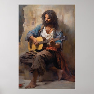 Man Playing Guitar Poster Art Print Wall Art