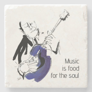 Man playing guitar stone coaster
