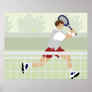 Man playing tennis 2 poster