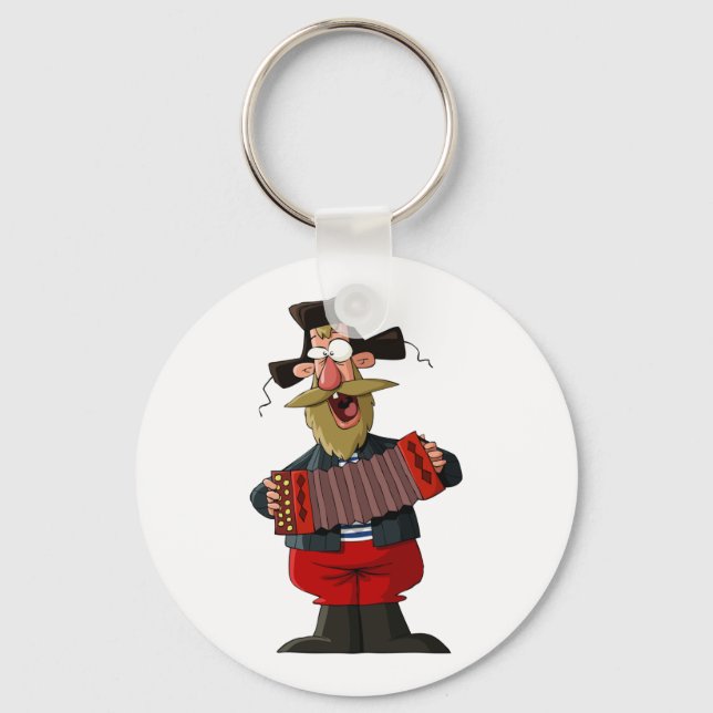 Man Playing The Accordion Keychain (Front)